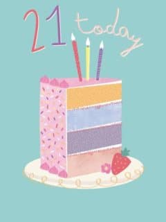 21 Cake Slice and Text